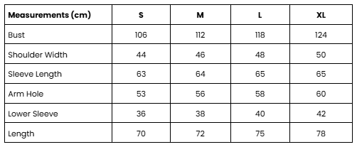 Size Guide Blue Mahesa Batik Shirt